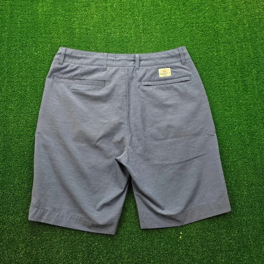 Faherty All Day Hybrid Shorts Mens 30 Blue Drawstring Flat Front Stretch Golf